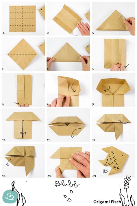 Origami Fisch Blubb Falten Einfache Anleitung Wunderbuntde