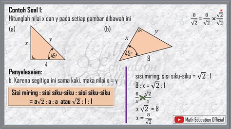 Menentukan Perbandingan Segitiga Siku Siku Sama Kaki Youtube