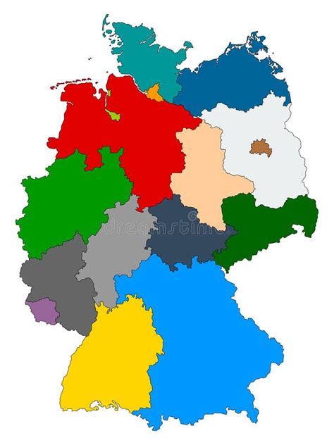 Colorido Mapa Político De Alemania Con Capas Claramente Separadas