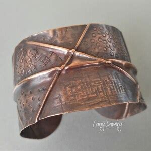 Cuff Bracelet Handmade Fold Formed Cuff Open Bangle Bracelet Hammered