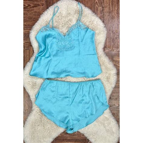Victoria S Secret Intimates Sleepwear Vintage S Victorias Secret Satin Blue Teal Lingerie