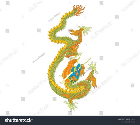 Green Dragon Patterns Vector White Background Stock Vector Royalty