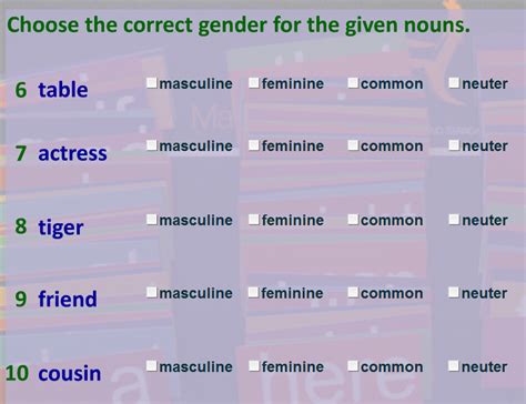 Nouns Gender Videos And Worksheets