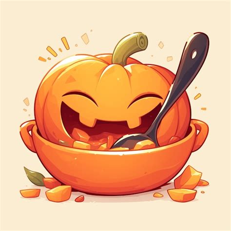 Arte De Dibujos Animados Para El Taz N De Sopa De Calabaza Suave