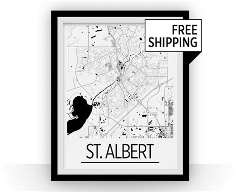 St Albert Alberta Map Poster Alberta Map Print Art Deco - Etsy