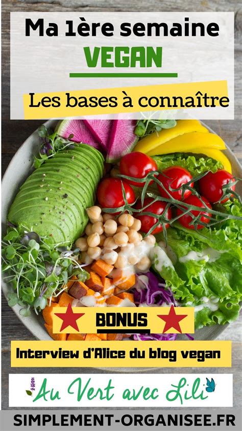 Ma 1ère semaine VEGAN les bases à connaître Simplement Organisée