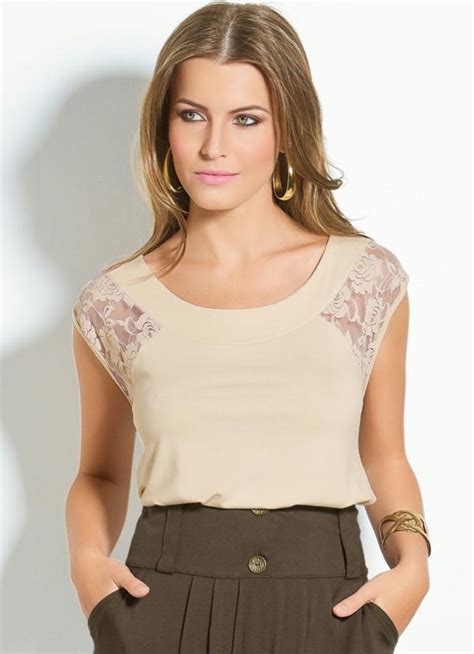 Blusa Renda Nas Mangas E Costas Nude Quintess