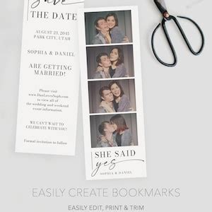 Photo Booth Strip Save The Date Template Photo Booth Film Strip Save