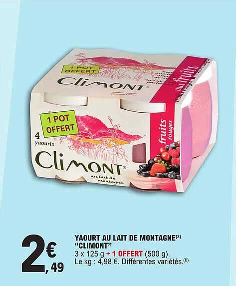 Promo Yaourt Au Lait De Montagne Climont Chez E Leclerc Icatalogue Fr