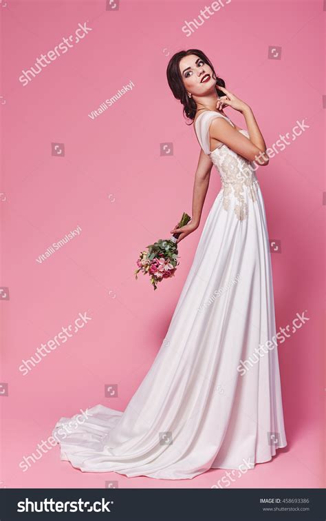 Beautiful Bride Luxurious Wedding Dress Stock Photo 458693386