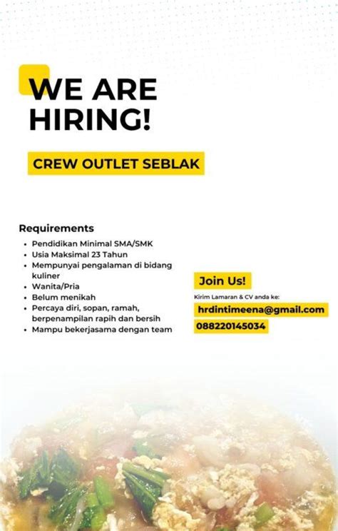 Lowongan Kerja Crew Outlet Di Seblak Cafe Lokerjogja Id