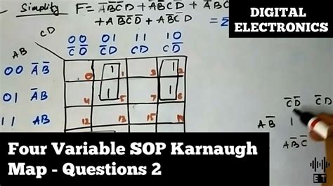 Four Variable Sop K Map Simplification Questions Karnaugh Map