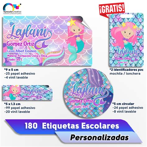 180 Etiquetas Escolares Personalizadas Papel Y Vinil Lavable Regalo