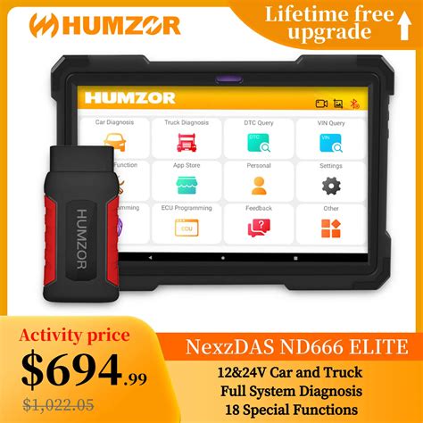 Humzor ND666 OBD2 Professional Automotive Heavy Truck Car Scanner Full