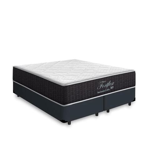 Cama Box Queen Cinza Colch O De Molas Ensacadas Anjos Fort Flex