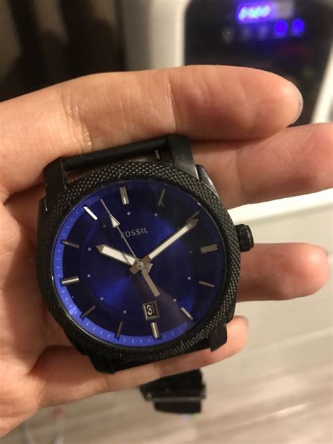 Fossil Machine Three Hand Date Black Stainless Steel Mesh Watch FS5694