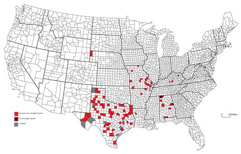 Map Of Us Counties Still Not Issuing Same Sex Marriage Licenses