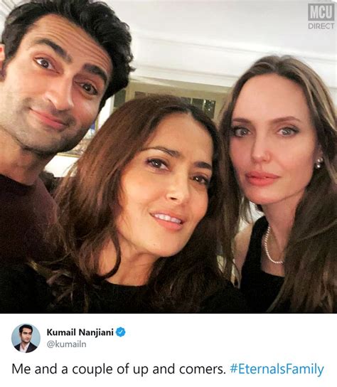 The Eternals Cast Members Kumail Nanjiani Kingo Salma Hayek Pinault