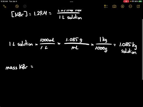 SOLVED: An aqueous solution of KBr contains 1.29 M KBr (aq). The density of the solution is 1. ...