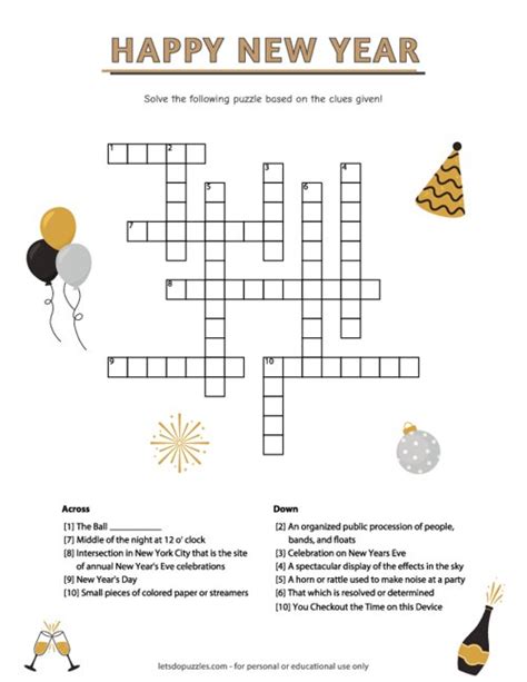 Happy New Year Crossword Puzzle