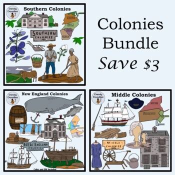 Bundled Colonies Middle Southern New England Clip Art By Dandy Doodles