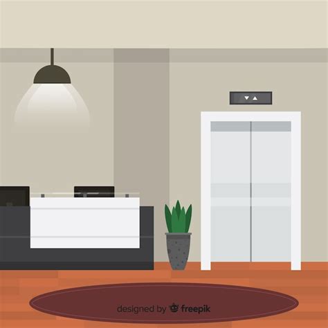 Free Vector Modern Hotel Reception With Flat Design