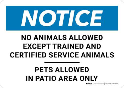 Notice: No Animals Allowed Except Trained Service Animals - Pets Allowed in Patio Area Landscape ...