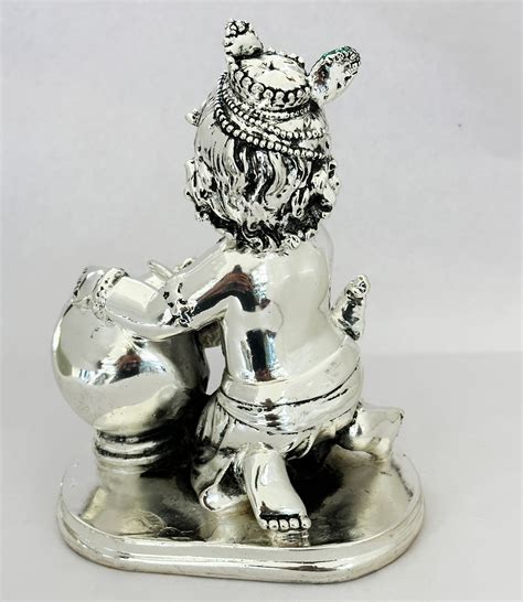 Silver Matki Krishna in High Polish | 7.2 inch Ht. - BELIRAMS SILVER GIFTS