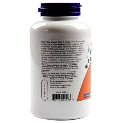 Comprar L Carnitina Mg Now Foods C Psulas Vegatarianas