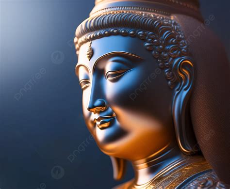 Realistic Buddha Statue Face Vesak Day Greeting With Free Space For