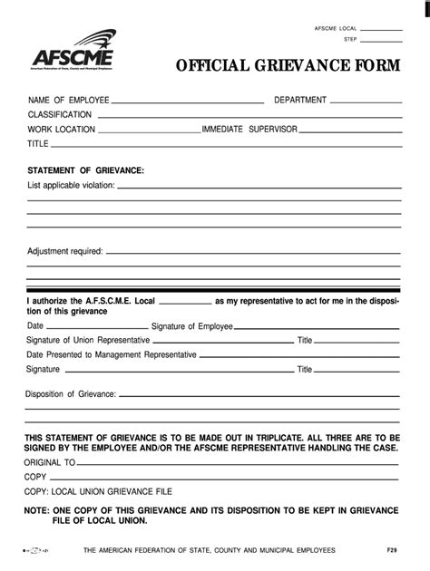 Printable Grievance Form - Printable Forms Free Online