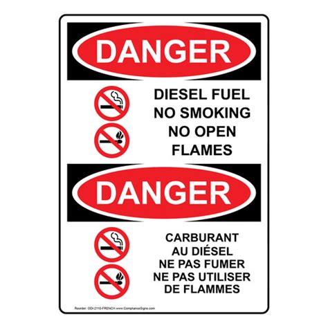 Diesel Fuel No Smoking No Open Flames Sign - White - OSHA