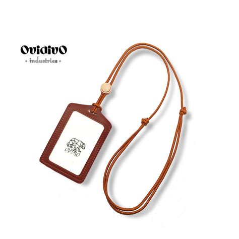 Jual Basic Lanyard ID Card Holder Nametag Kulit Premium Shopee Indonesia