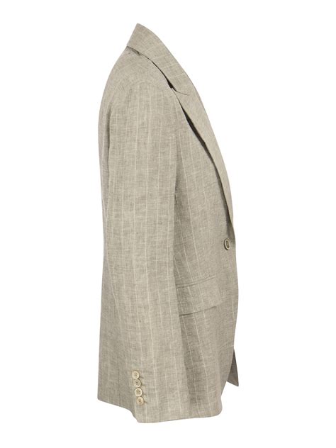 Blazers Brunello Cucinelli Pinstriped Linen Blazer Mh Rl C