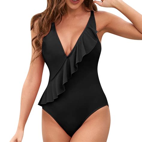 Sonwsong Swim Suits，womens Crisscross Back Ruched Swimsuit V Neck High