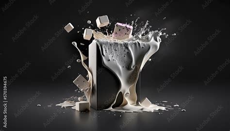 ภาพประกอบสต็อก A Milk Splashing Out Of A Bottle Into A Black And White