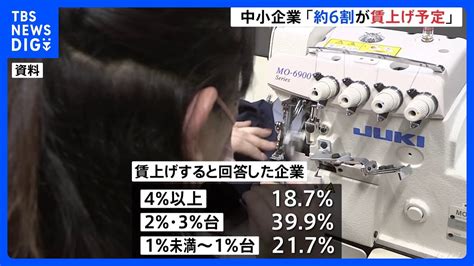 中小企業の約6割が賃上げ予定 物価上昇率カバー可能な「4％以上」賃上げは187％に 日本商工会議所｜tbs News Dig Youtube