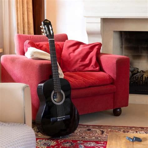 Guitare classique adulte débutant MAX SoloArt Noir avec tuner sac de