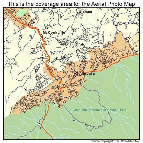 Aerial Photography Map Of Gatlinburg Tn Tennessee