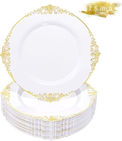 Amazon Liacere Pcs Gold Plastic Plates Disposable Gold Dessert