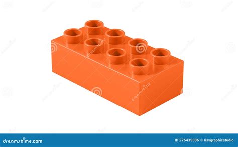 Bright Orange Lego Block Isolated On A White Background Stock