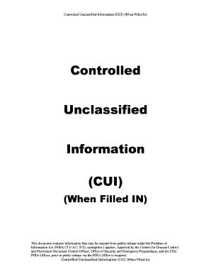 Fillable Online Controlled Unclassified Information Cui When Filled