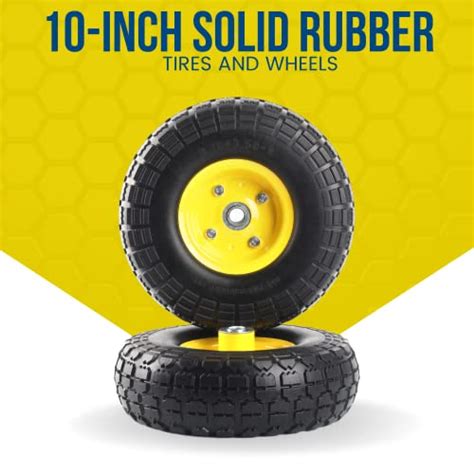 4 Pack10 Inch Solid Rubber Tires And Yellow Wheels Replacement 4103