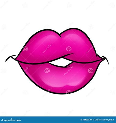 Pink Glamorous Lipstick Lips Cartoon Stock Illustration Illustration