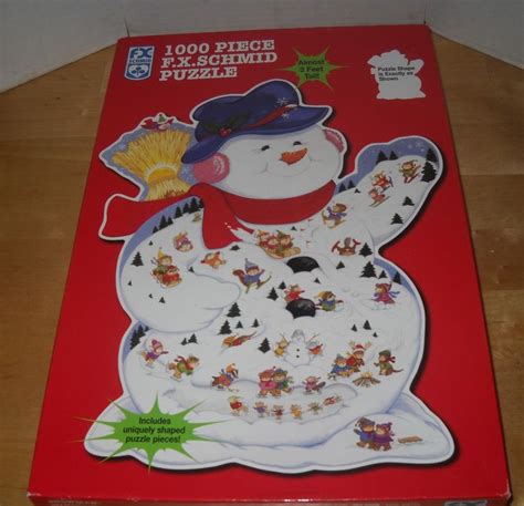 1000 piece puzzle FX Schmid Snowman Winter Carnival uniquely shaped ...