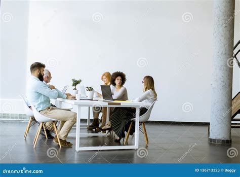 Joyful Multiracial Business Team At Work In Modern Office Stock Image