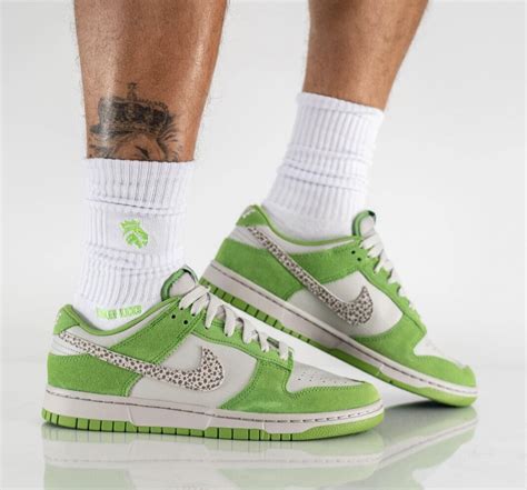 How The Nike Dunk Low Safari Swoosh Chlorophyll Looks On Feet