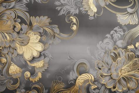 Premium AI Image | A gold and silver wallpaper with a floral design ...