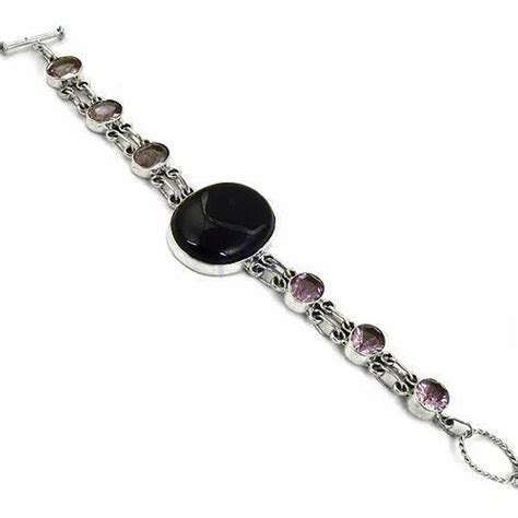 Amethyst And Black Onyx Gemstone Silver Bracelet 925 Silver Bracelet Pretty Bracelet At Rs 5055 00