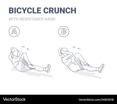 Bicycle Crunch Abs Female Home Workout Exercise Vector Image